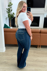 Hazel Blues® | Mavis High Rise Side Seam Detail Flare Jeans