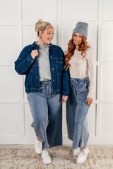 Hazel Blues® | In or Out Wide Leg Cropped Pants in Dusty Blue