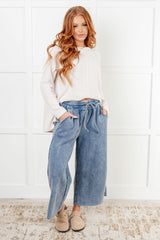 Hazel Blues® | In or Out Wide Leg Cropped Pants in Dusty Blue