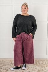 Hazel Blues® | In or Out Wide Leg Cropped Pants in Eggplant