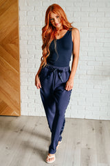 Hazel Blues® | Lysa Satin Stripe Lounge Pants in Smoky Navy