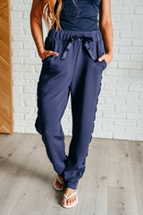 Hazel Blues® | Lysa Satin Stripe Lounge Pants in Smoky Navy