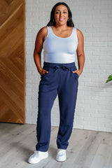 Hazel Blues® | Lysa Satin Stripe Lounge Pants in Smoky Navy