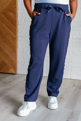 Hazel Blues® | Lysa Satin Stripe Lounge Pants in Smoky Navy