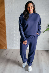 Hazel Blues® | Lysa Satin Stripe Lounge Pants in Smoky Navy