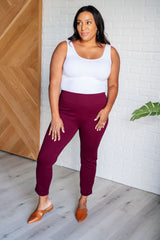 Hazel Blues® | Magic Ankle Crop Skinny Pants in Wine