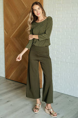 Hazel Blues® | Magic Wide Leg Crop Pants in Olive
