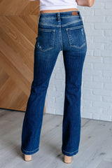 Hazel Blues® | Mila Mid Rise Distressed Bootcut Jeans