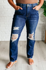 Hazel Blues® | Montana High Rise Rigid Magic Distressed Straight Jeans