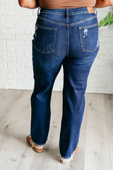 Hazel Blues® | Montana High Rise Rigid Magic Distressed Straight Jeans