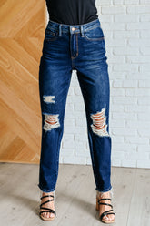 Hazel Blues® | Montana High Rise Rigid Magic Distressed Straight Jeans