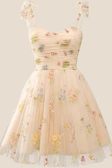 Black A-line Floral Short Princess Dress