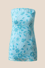 Pink Beaded Flowers Tight Short Dress