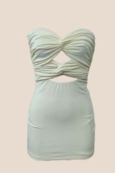 Double Twists Yellow Fitted Mini Dress