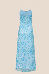 Pink Beaded Flowers Fitted Long Dress