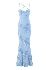 Black Straps Mermaid 3D Flower Dress