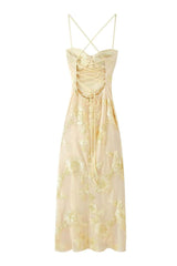 Blue Embroidered Fitted Straps Dress