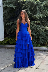 Pink Corset Chiffon Tiered Formal Gown