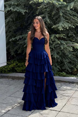 Pink Corset Chiffon Tiered Formal Gown