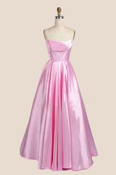 Cowl Neck Pink Satin A-line Formal Dress