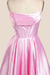 Cowl Neck Red Satin A-line Formal Dress