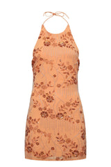 Halter Light Yellow Beaded Short Dress
