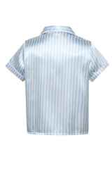 Blue Striped Short Sleeves Pajamas Set