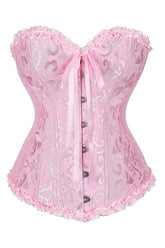 Pink Jacquard Ruffle Bustier Corset