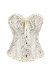 Pink Jacquard Ruffle Bustier Corset
