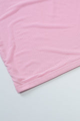Off the Shoulder Pink Bodycon Short Dress with Ribbon