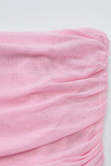 Off the Shoulder Pink Bodycon Short Dress with Ribbon