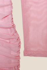Off the Shoulder Pink Ruffle Hem Short Dress