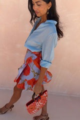 Blue Poppy Mini Jaspre Skirt with Frill