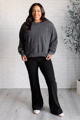 Hazel Blues® | Building Habits Twill Flared Crossover Waist Pant in Black