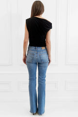 Honor Gold Raven Black Off The Shoulder / Drop Shoulder Top