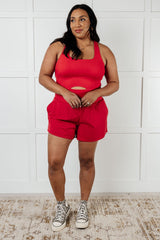 Hazel Blues® | Raising Heart Rate Cutout Runsie In True Red