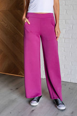 Hazel Blues® | Resort Travel Wide Leg Crop Pant in Magenta