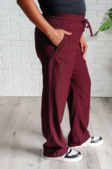 Hazel Blues® | Runner's High Drawstring Joggers in Red Merlot