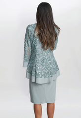 Gina Bacconi Sage Beverley Dress and Jacket with Necklace