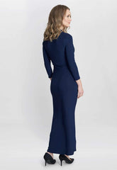 Gina Bacconi Navy Hilary Jersey Wrap Maxi Dress