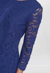 Gina Bacconi Navy Clarabelle Mock Lace Jacket And Crepe Dress