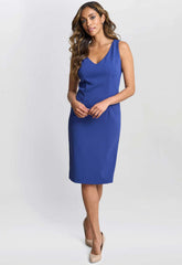Gina Bacconi Navy Merna Crepe Shift Dress