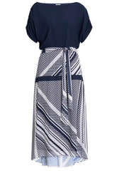 Gina Bacconi Navy Brooke Stripe Dress