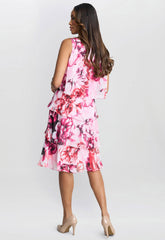 Gina Bacconi Pink Mila Floral Tier Dress