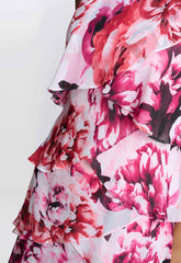 Gina Bacconi Pink Mila Floral Tier Dress