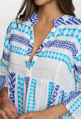 Gina Bacconi Rubina Blue Print Dress