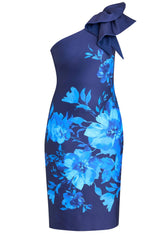 Gina Bacconi Venus Printed Asymmetric Dress