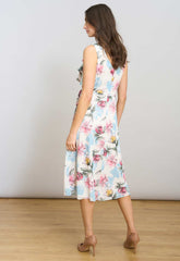 Gina Bacconi WHITE / MULTI Tulisa Sleeveless Floral Midi Dress