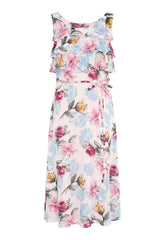 Gina Bacconi WHITE / MULTI Tulisa Sleeveless Floral Midi Dress