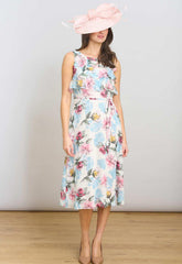 Gina Bacconi WHITE / MULTI Tulisa Sleeveless Floral Midi Dress